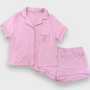 Y2K Juicy Couture Ribbed Pink Diamond Pajama Set